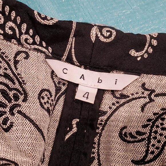 CAbi Sz 4 Black Floral Eliza Tapestry Brocade 1-Button Blazer Careerwear - Picture 8 of 9